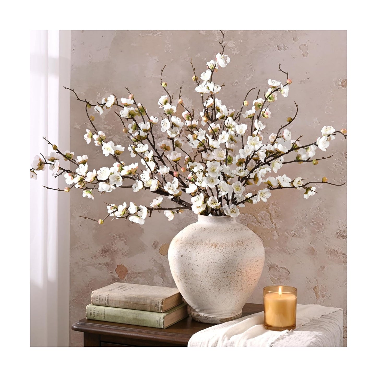 Artificial Flowers / Faux Cherry Blossom Branches / Set of 4