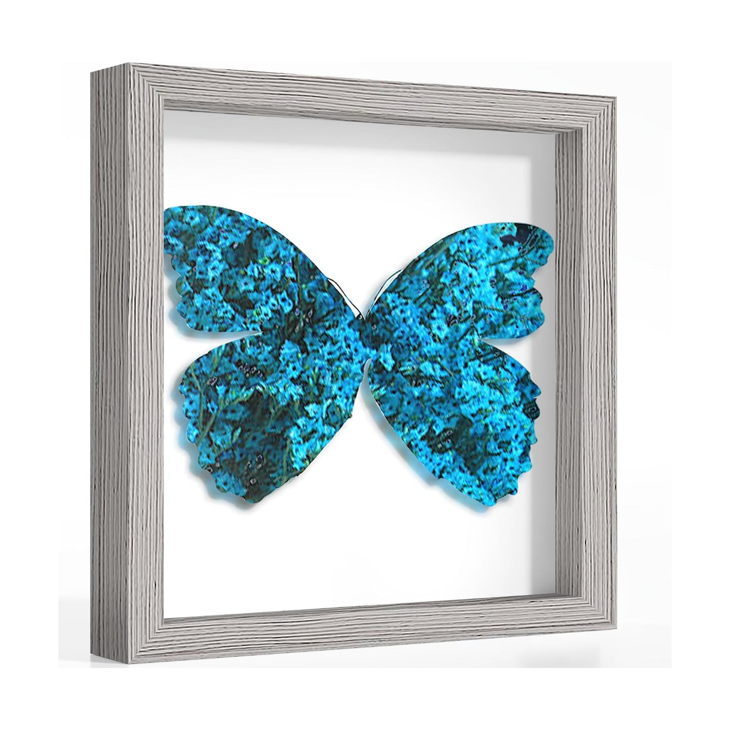 12x12 Gray Wooden Shadow Box Frame, 1.2" Deep, Tempered Glass | Black Backboard, Tabletop & Vertical/Horizontal Wall