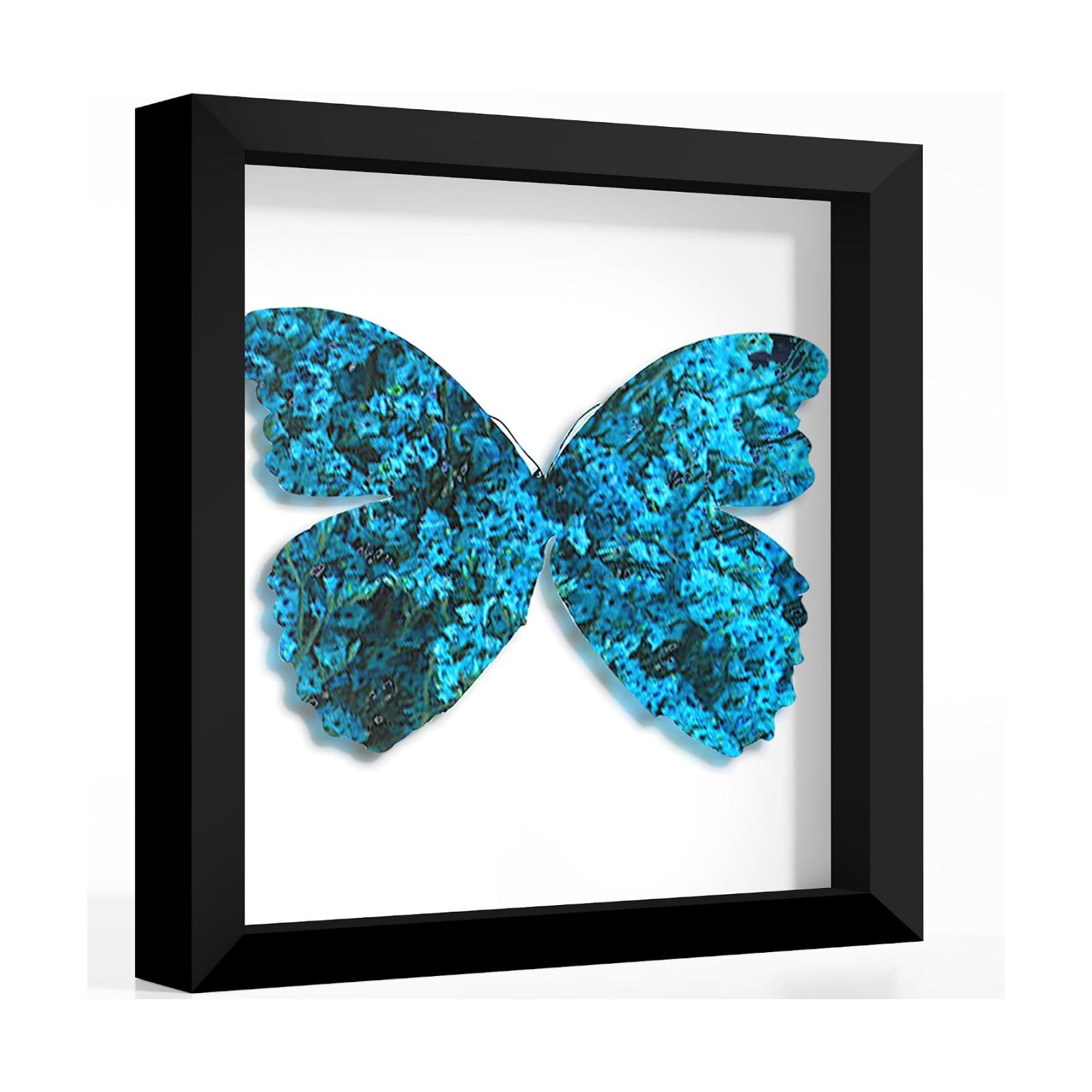12x12 Black Wooden Shadow Box Frame, 1.2" Deep, Tempered Glass | Black Backboard, Tabletop & Vertical/Horizontal Wall