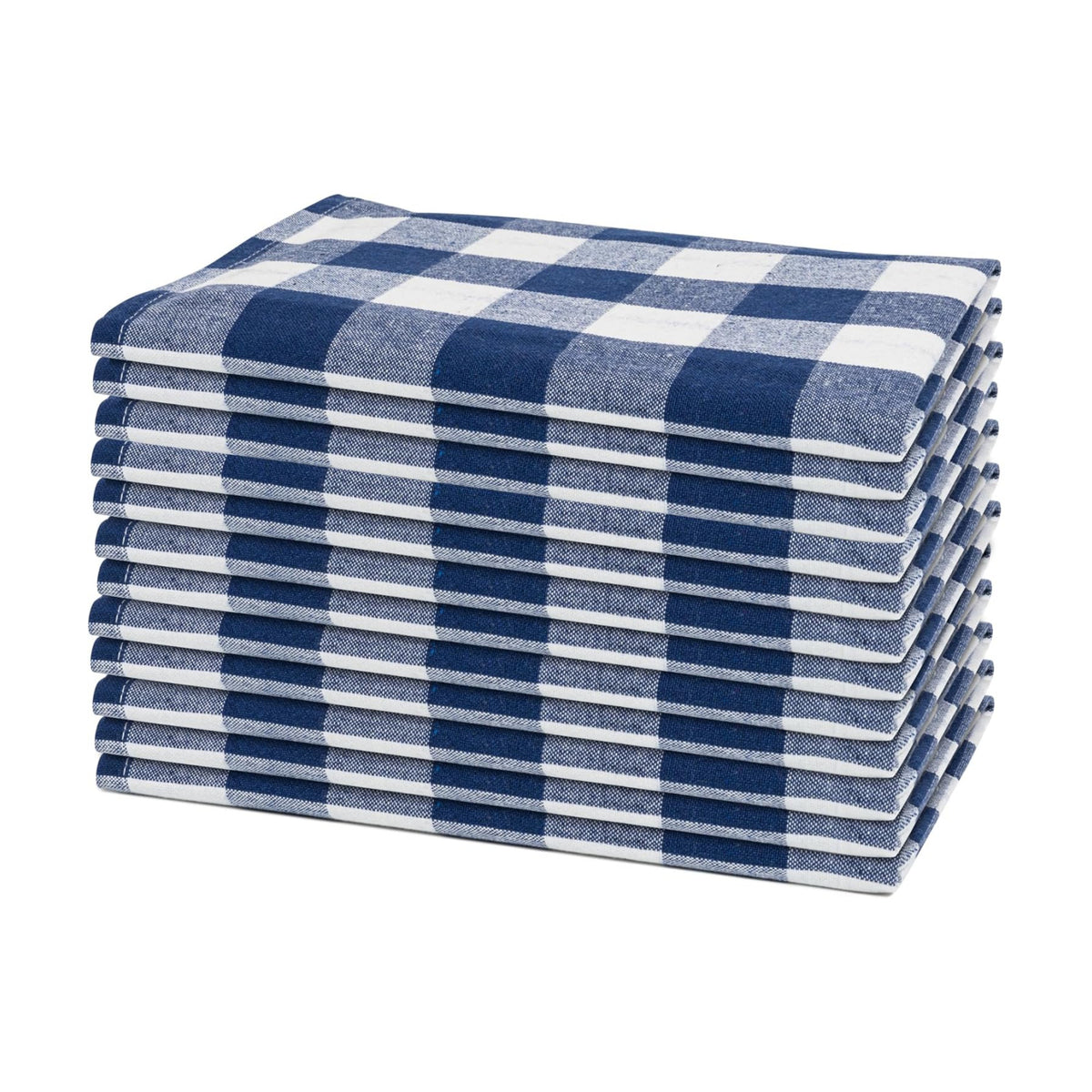 Navy Blue Cloth Napkins - Reusable Navy Blue and White Cotton Napkins - 100% Cotton, 12 Pack - 20"x20", Washable, Plaid Gingham Pattern, Perfect for BBQ, Parties and Small Get-Togethers (Blue)