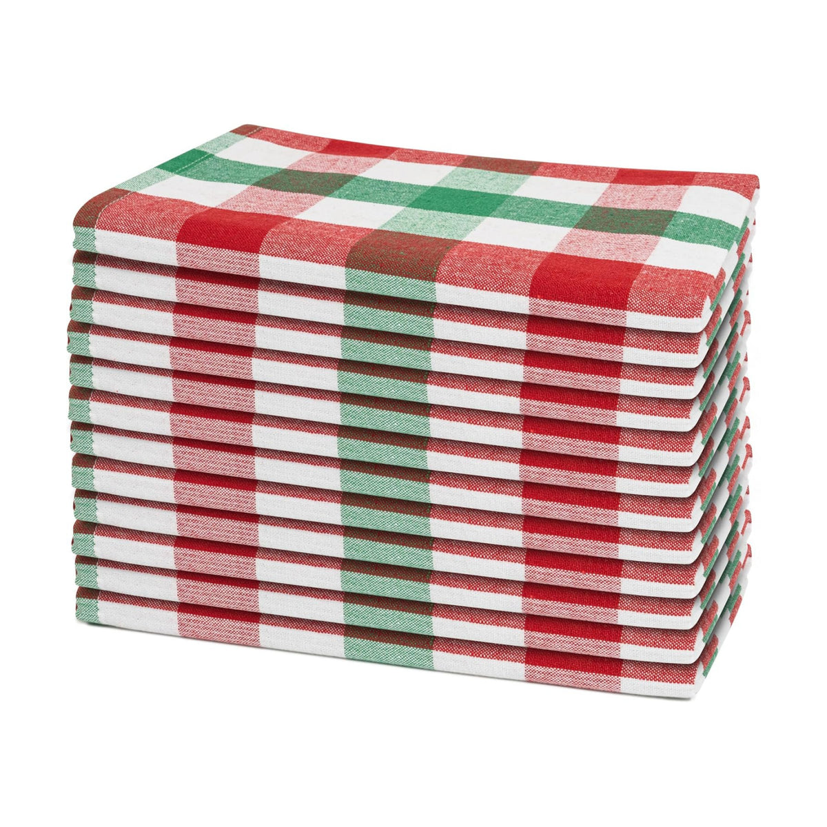 Christmas Cloth Dinner Napkins - 12 Pack, 20"x20", 100% Cotton Red, Green and White Holidays Theme Dinner Napkins - Reusable and Washable Napkins for Christmas Parties and Decoration (12 Pack)