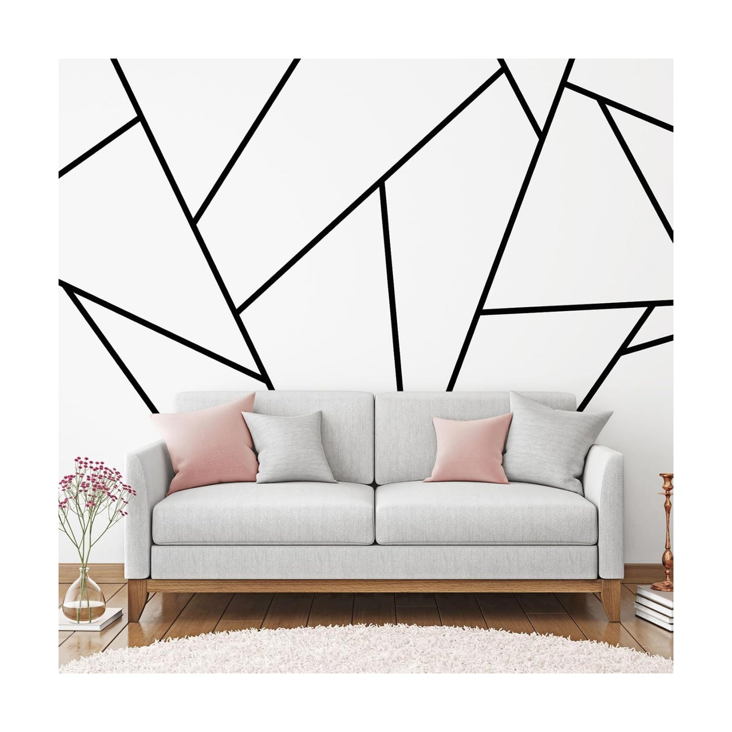 Wall Decals Peel and Stick Tape / Black / 70.8 x 1.2 / Set of 24