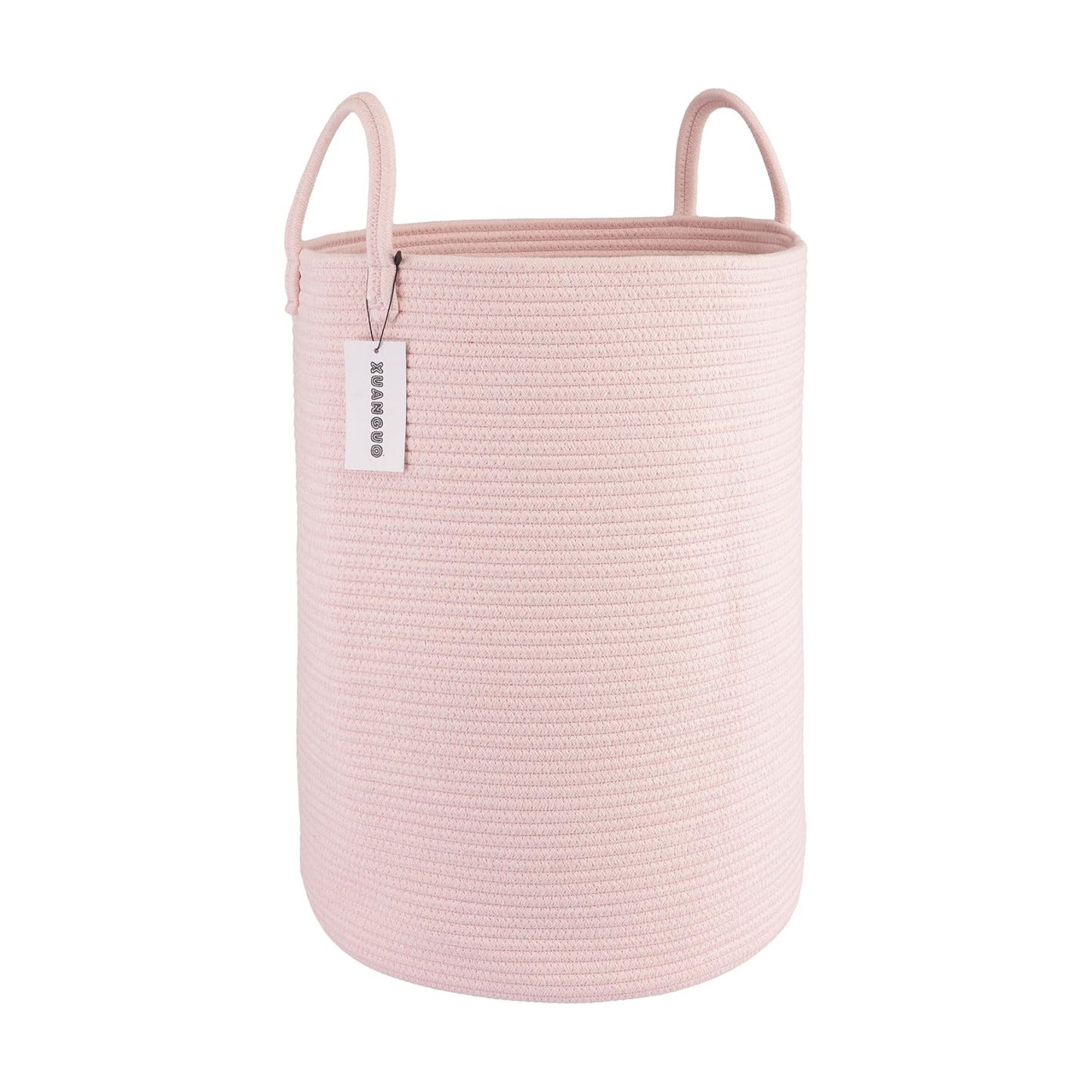 Cotton Rope Laundry Basket Hamper for Clothes Woven Storage Basket / Large / Pink