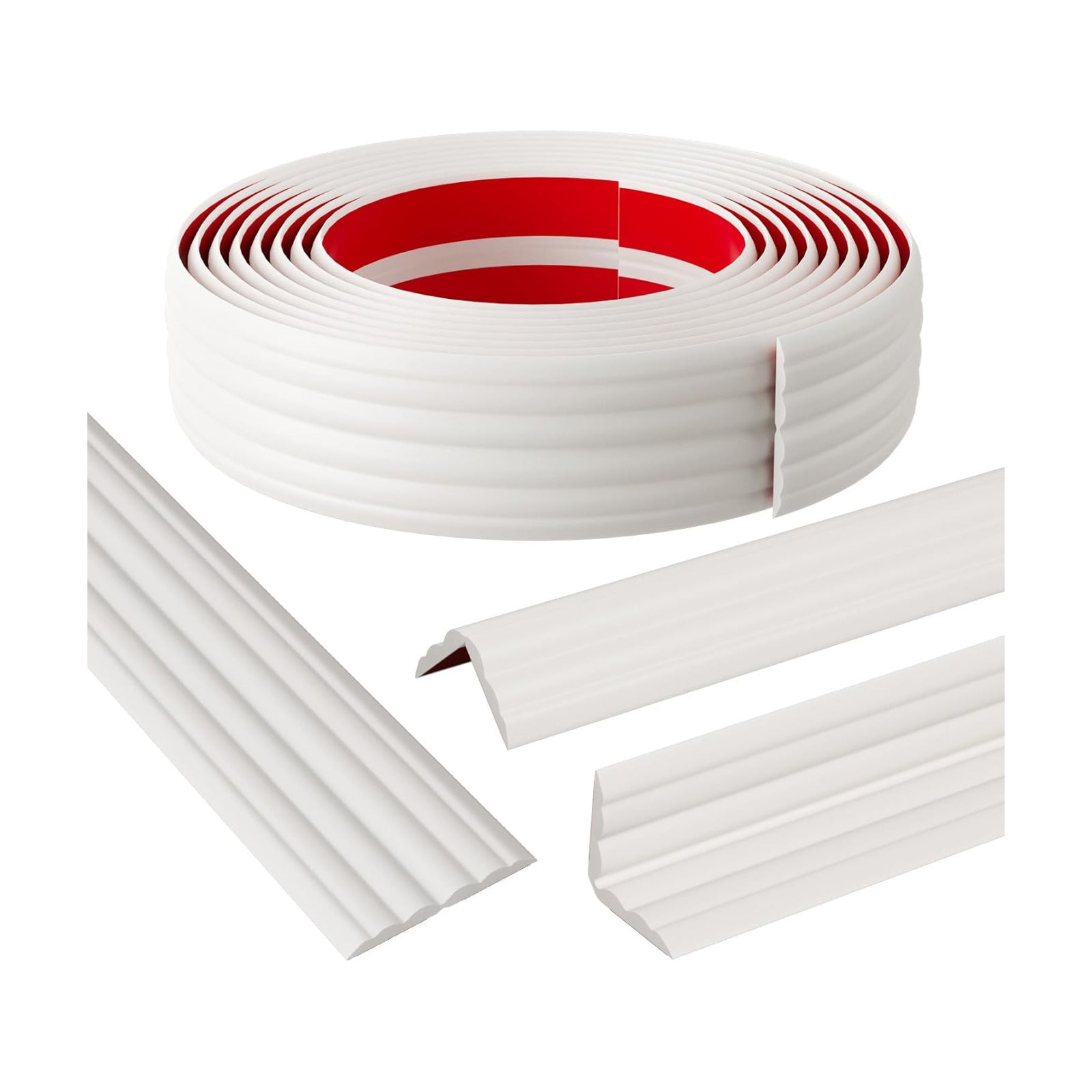 Self-Adhesive Flexible Trim Molding for Inside & Outside Corners / 1.6" W x 20' L / White