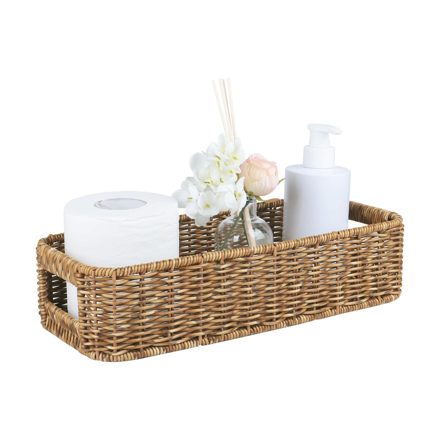 Resin Wicker Toilet Paper Basket / Small / Tan / Natural