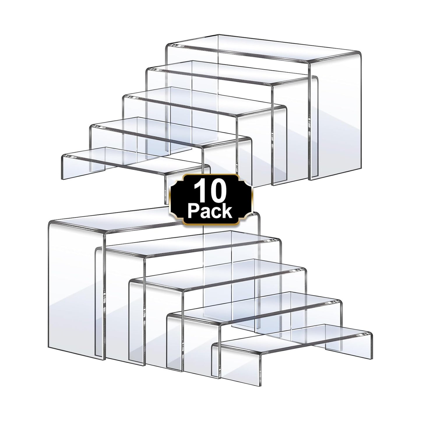 Aheroi Acrylic Risers Display Stands, Acrylic Stands for Display 10Pcs 2Set | Riser Display Shelf Clear Display Stands