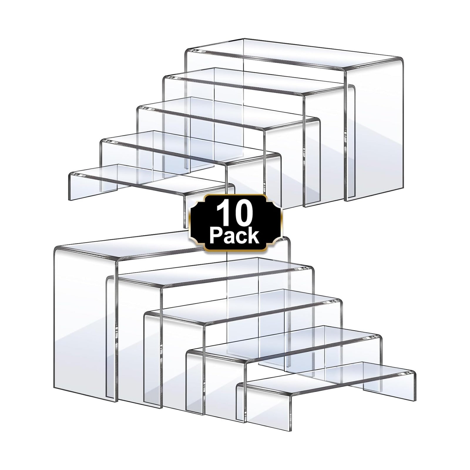 Aheroi Acrylic Risers Display Stands, Acrylic Stands for Display 10Pcs 2Set | Riser Display Shelf Clear Display Stands
