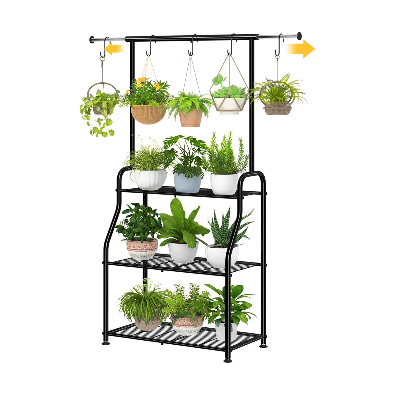 Simple Trending Plant Stand Indoor Outdoor, Heavy Duty Metal 3 Tiered Hanging Plant Shelf for Multiple Flower Planter