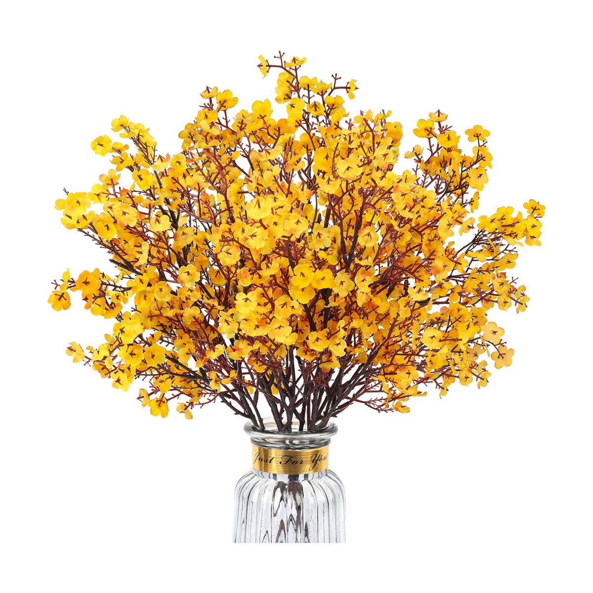 8Pcs Artificial Fall Flowers Real Touch Fake Yellow Silk Flower Decorations