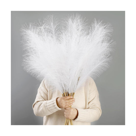 Faux Pampas Grass Decor 38"/ Tall Fake Pompas Floral Large Artificial / White / 3.1 Inch / Set of 12