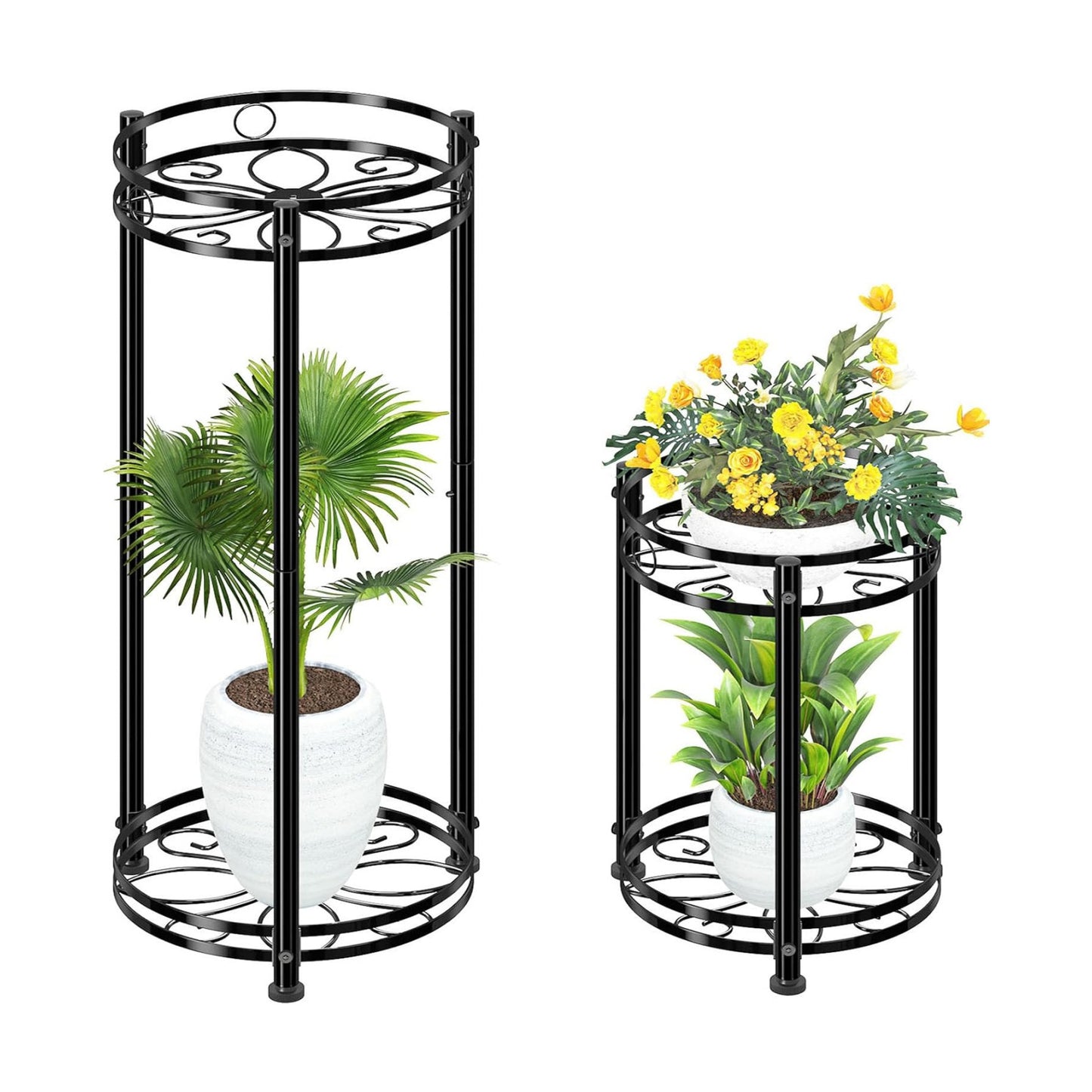 Simple Trending Round Plant Stand Indoor Outdoor, Waterproof Metal Tall 31” Plant Shelf Holder, Heavy Duty Flower Pot