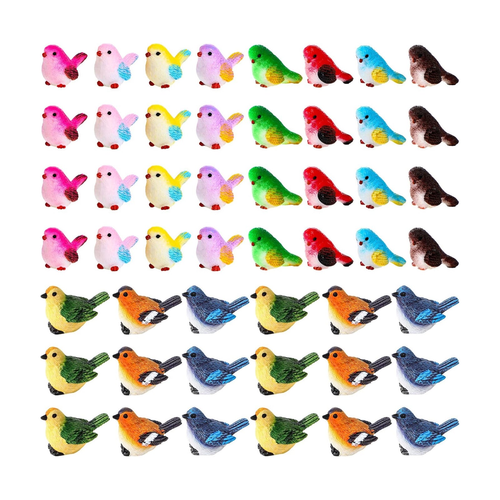 Mini Resin Bird Figurines Miniature Small Birds Figurines Realistic Animal for Fairy / Set of 50