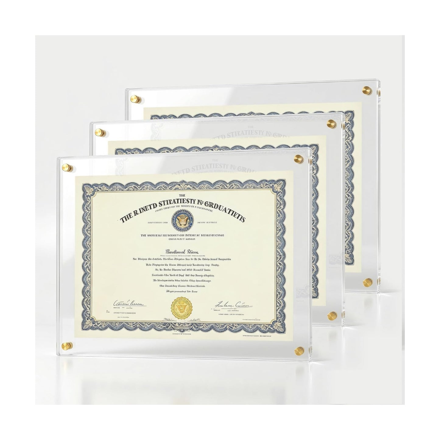 Kalami 3 Pack 11x14 Acrylic Wall Mount Picture Frame Self Adhesive | Floating Frameless Clear Photo Frame for Diploma