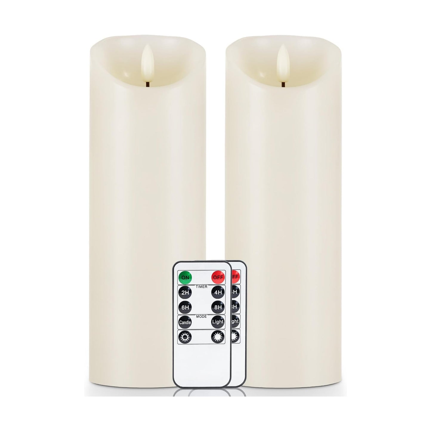 5plots 9" x 3" Flickering Flameless Candles - Battery Operated Wax LED Candles - Amber Yellow Light with Remote and