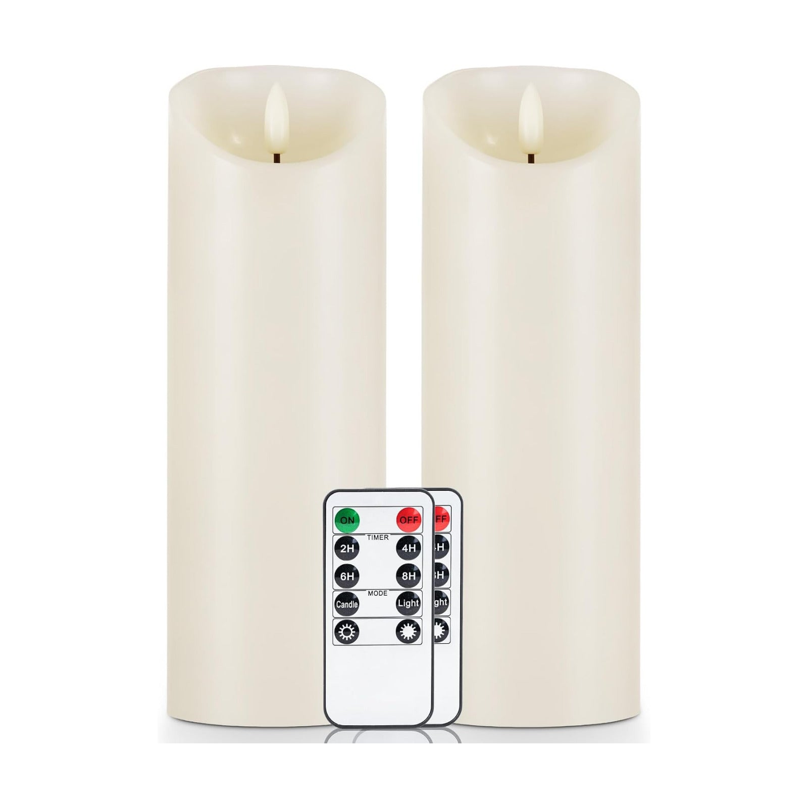 5plots 9" x 3" Flickering Flameless Candles - Battery Operated Wax LED Candles - Amber Yellow Light with Remote and
