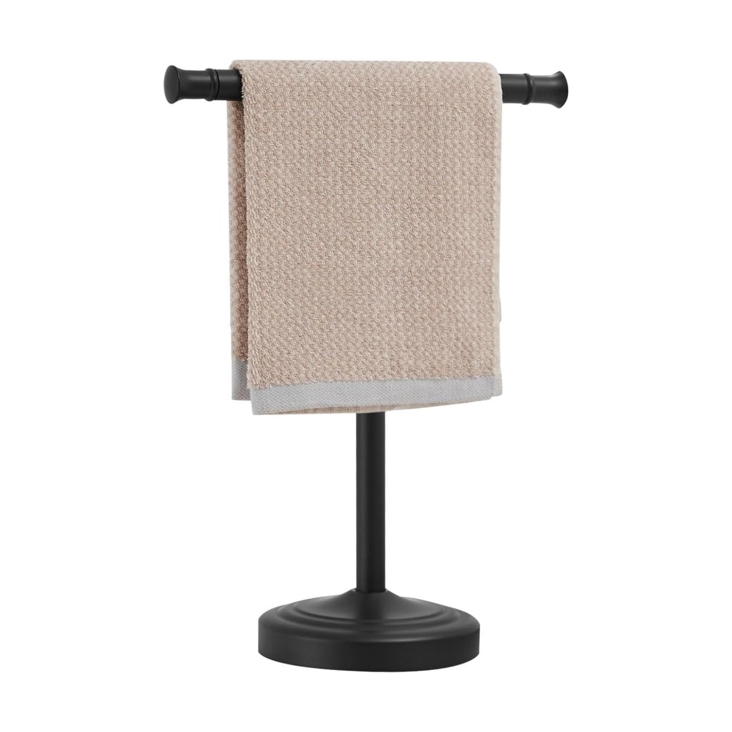 RUMOSE Matte Black Hand Towel Holder Stand Countertop Towel Rack | 13 Inch Bathroom Kitchen Vanity T-Shape Towel Stand
