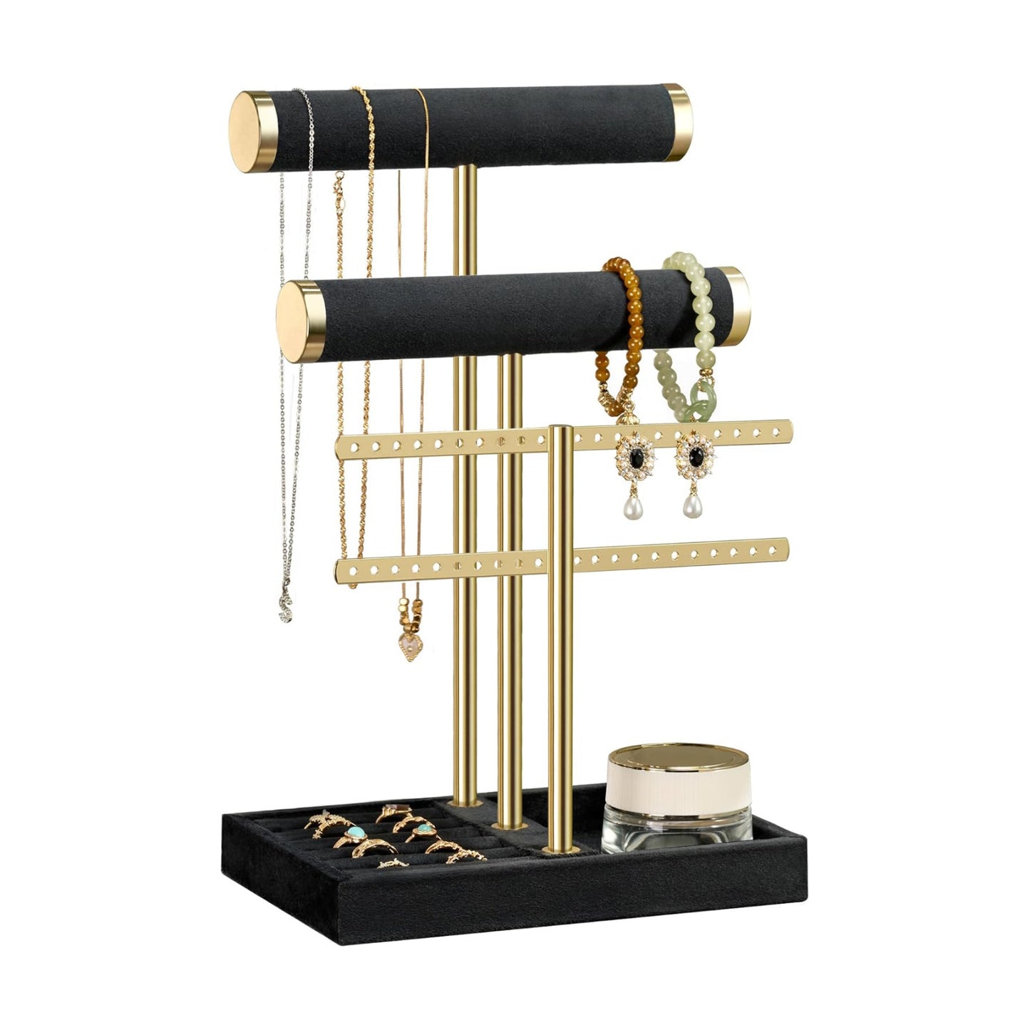 Detachable T Bar Velvet Bracelet Holder / Black / Standard