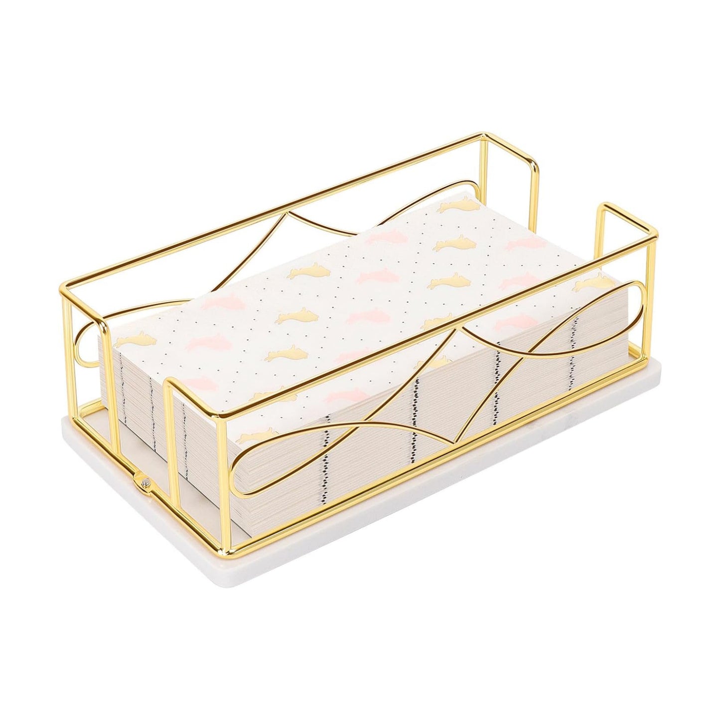 Modern Metal Napkin Stand / Gold / 3.2 Inches