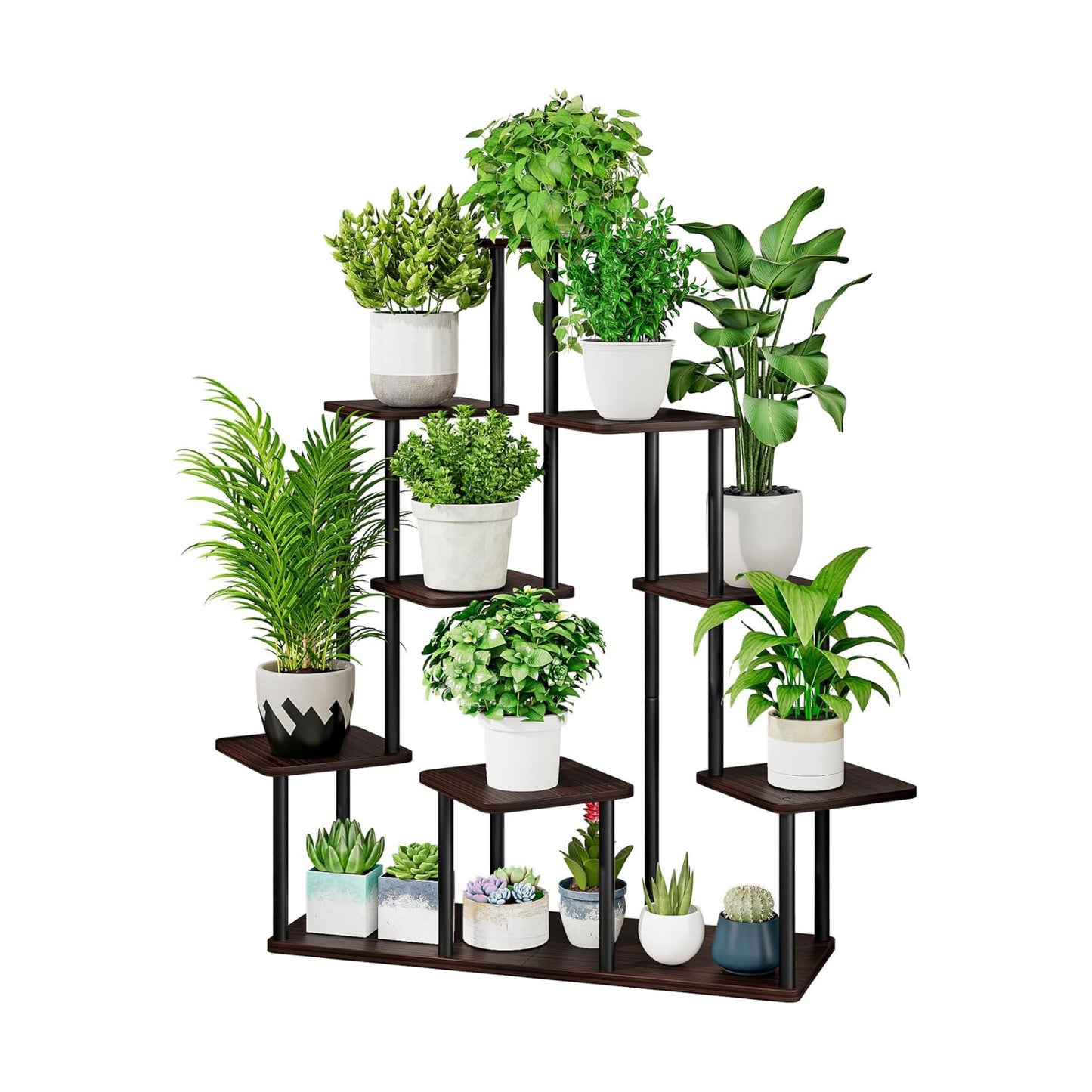 9 Tier Tall Plant Stand Indoor Corner Tiered Shelf Metal MDF Board | Sturdy Metal Frame,Space-saving Tiered Design