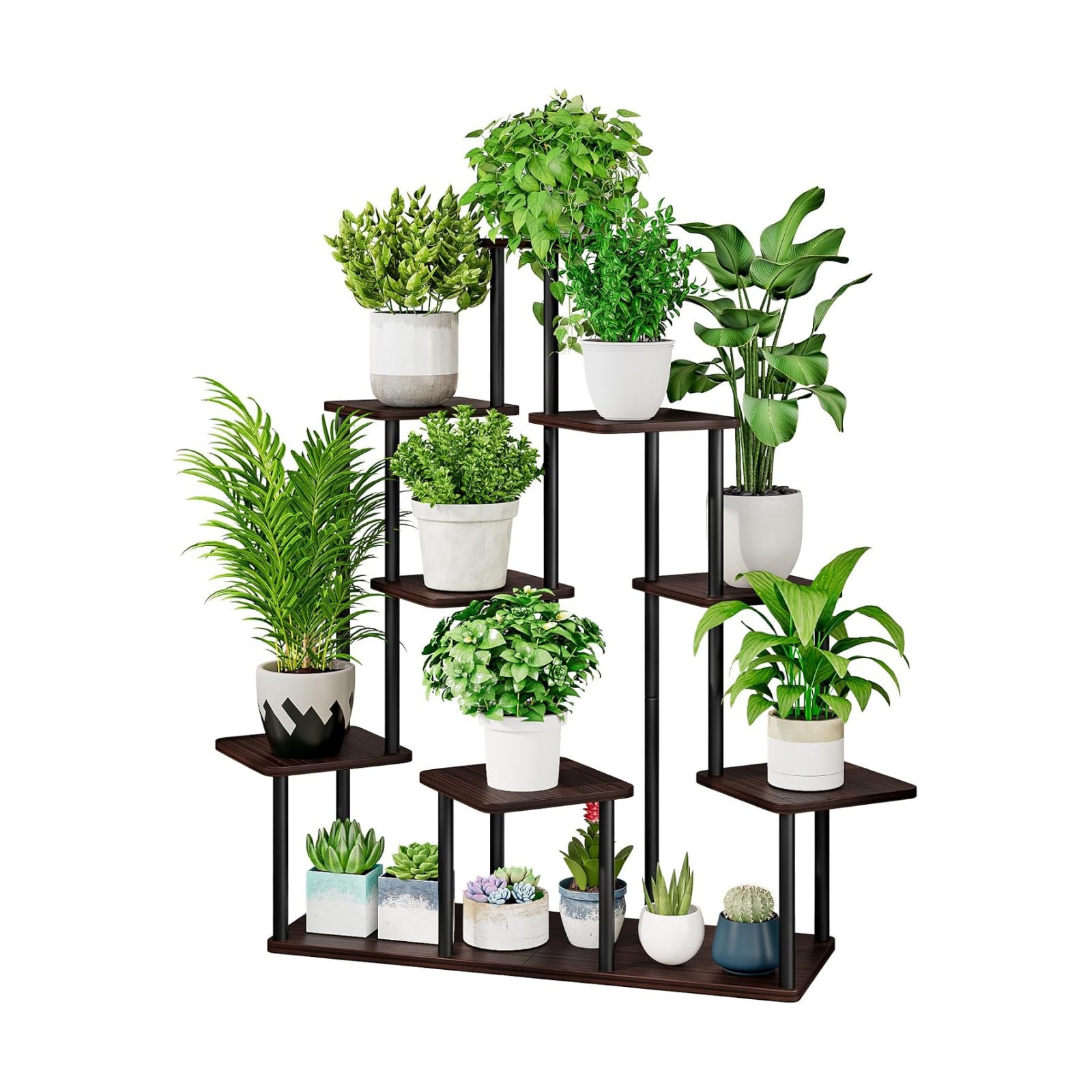 9 Tier Tall Plant Stand Indoor Corner Tiered Shelf Metal MDF Board | Sturdy Metal Frame,Space-saving Tiered Design