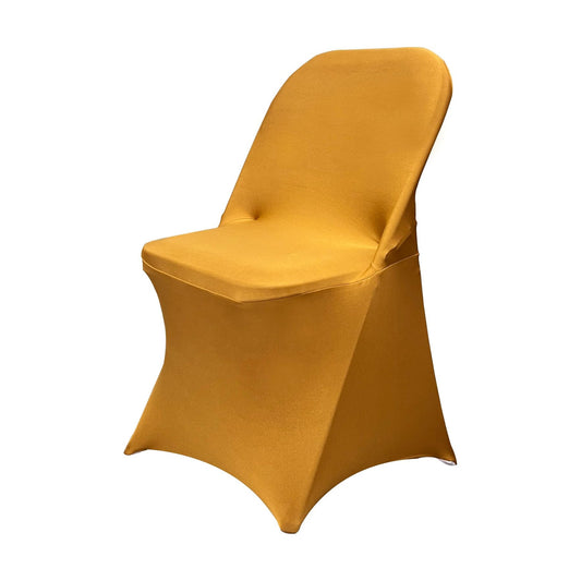 HAINARverS Stretch Spandex Folding Chair Covers, Gold, 30 PCS