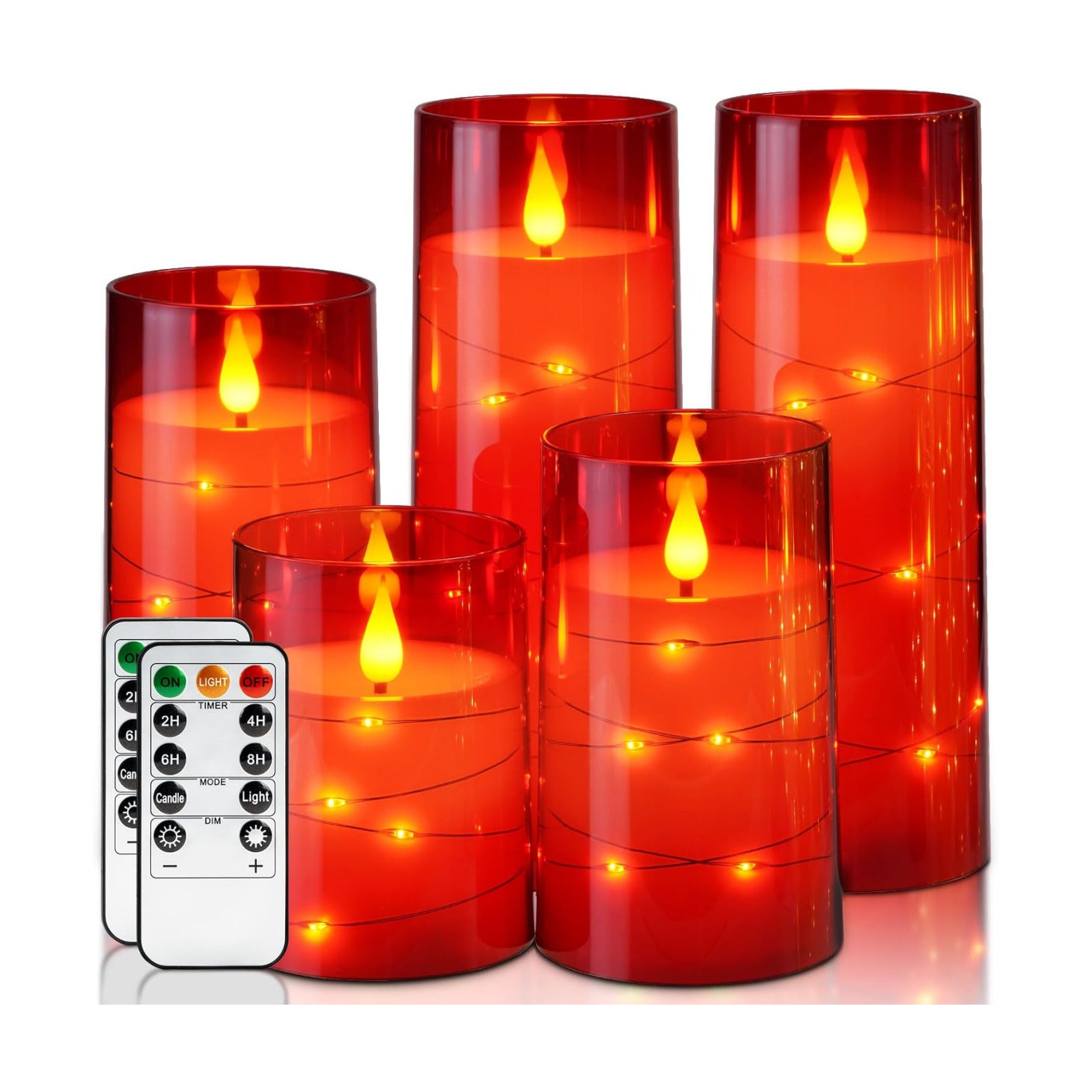 Homemory Acrylic Flameless Candles with Embedded Star String Fairy Lights, Battery Operated Candle, LED Candles, Fake