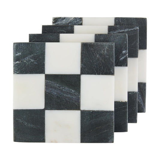 Square Checkered Coaster Set / 4 x 4