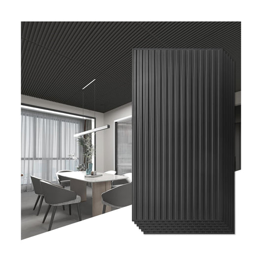 FT PVC Decorative Drop Ceiling Tiles / 24 x 48 / Oblong - Black / Set of 12