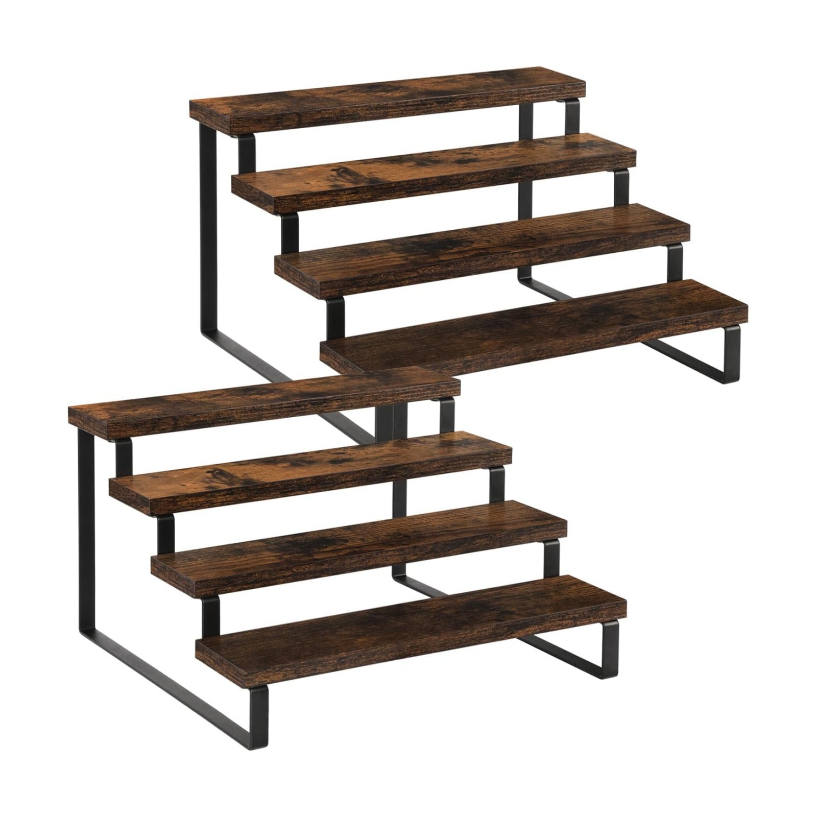YINMIT Wooden Display Riser Stand, Tiered Perfume and Cologne Organizer Stand, 4 Tier Spice Rack Organizer, Rustic
