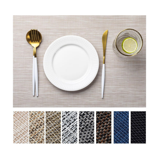 LEXMORE Placemats Set of 12 Vinyl/Plastic Woven Place Mats for Kitchen Table Indoor/Outdoor Washable Placemat Wipeable