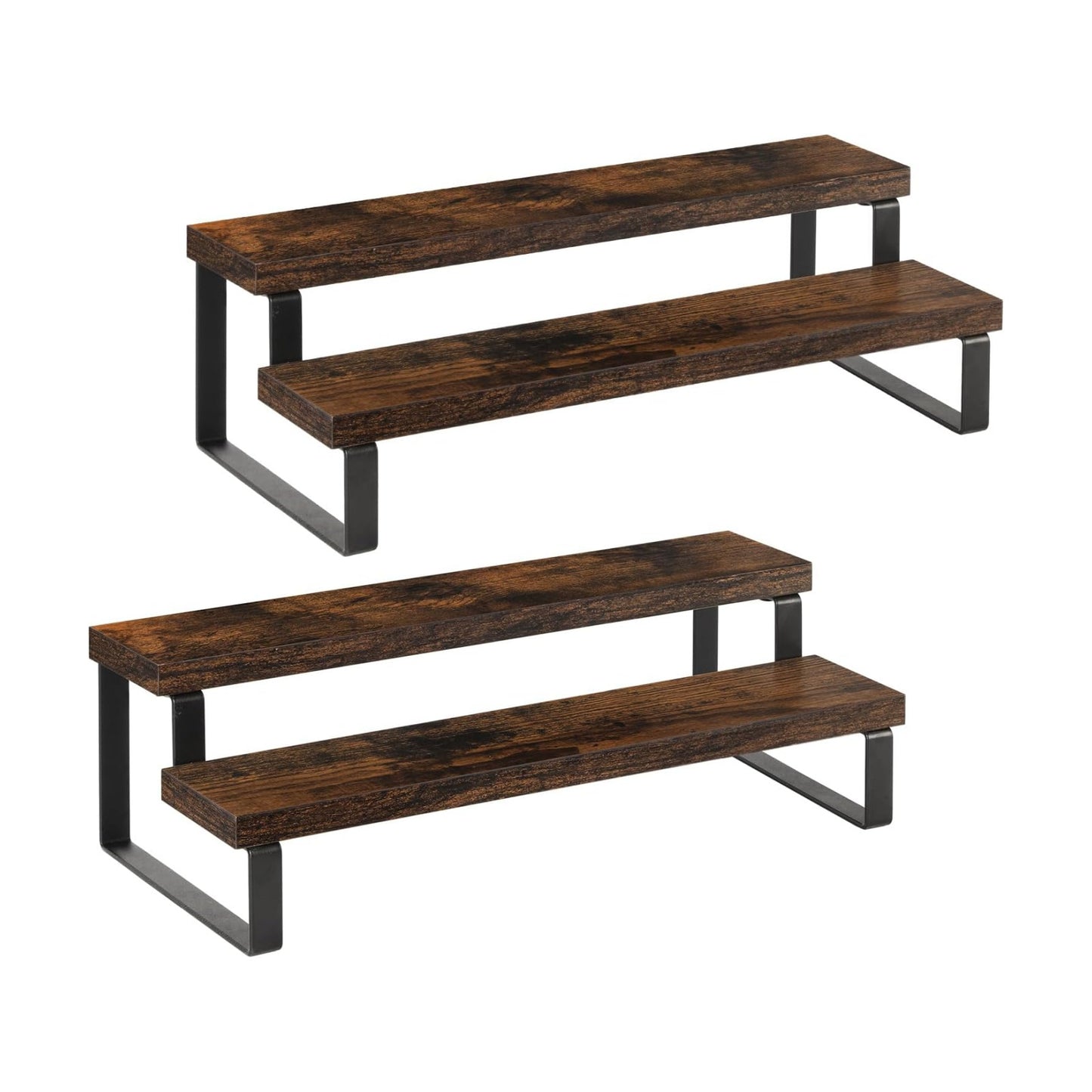 Wooden Display Riser Stand / 2 Tier, ,brown / Set of 2