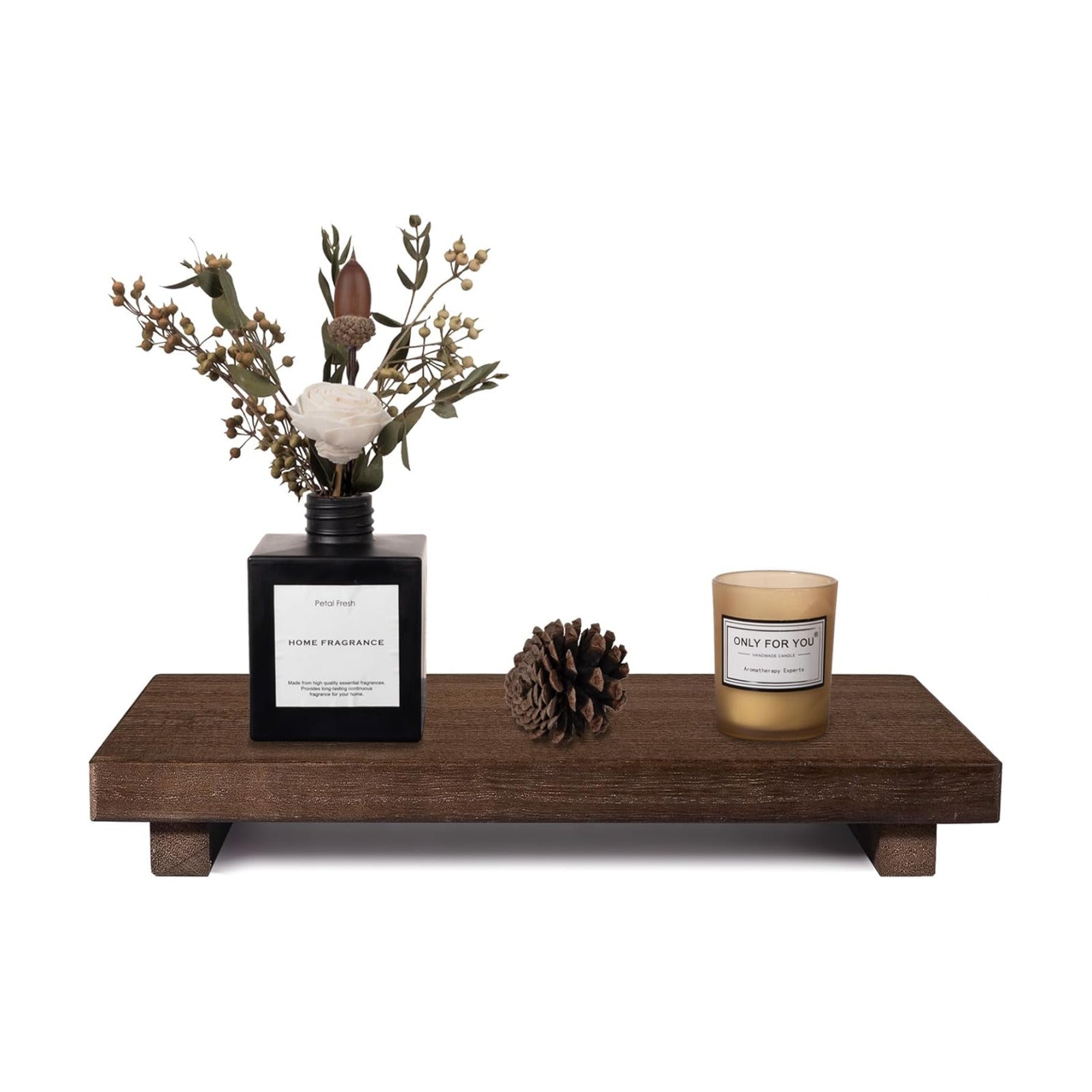 Small Wood Tray Pedestal Stand Farmhouse Bathroom Decor Decorative Wooden / Walnut / 11.8 x 7 x 1.6