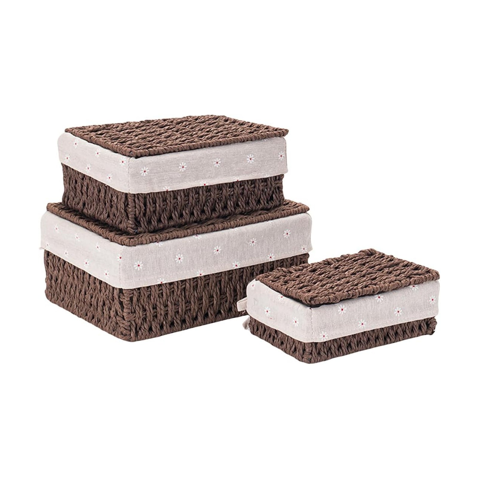 GIB Wicker Woven Storage Baskets / Brown / Set of 3