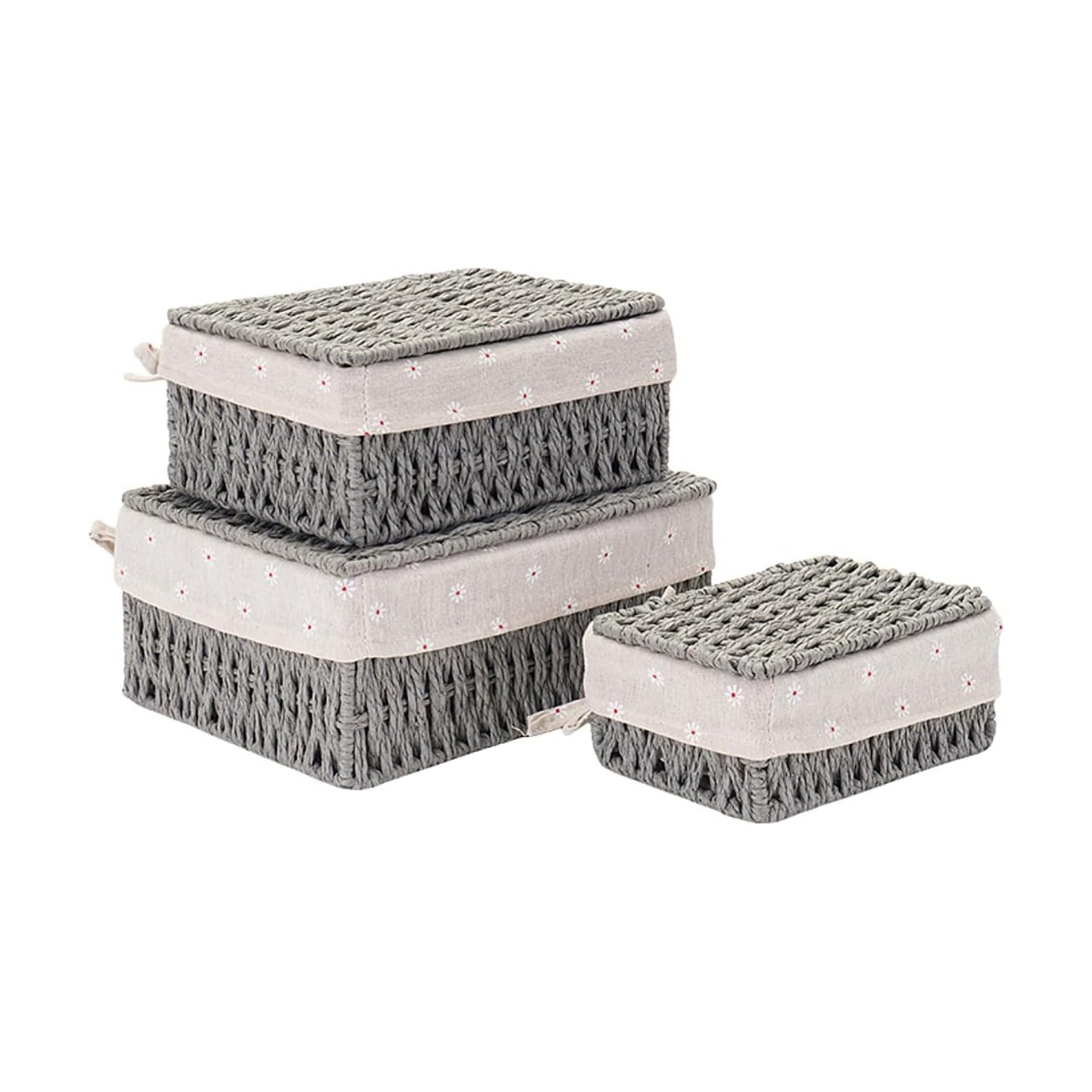 GIB Small Wicker Storage Baskets / Grey
