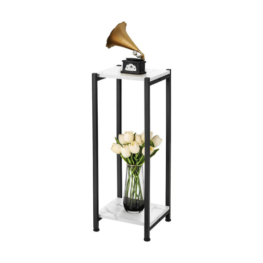 Dipion 31 Inch Tall Plant Stand Indoor,2 Tier Pedestal Stand,Marble White | Rock-Solid Stability,Adjustable