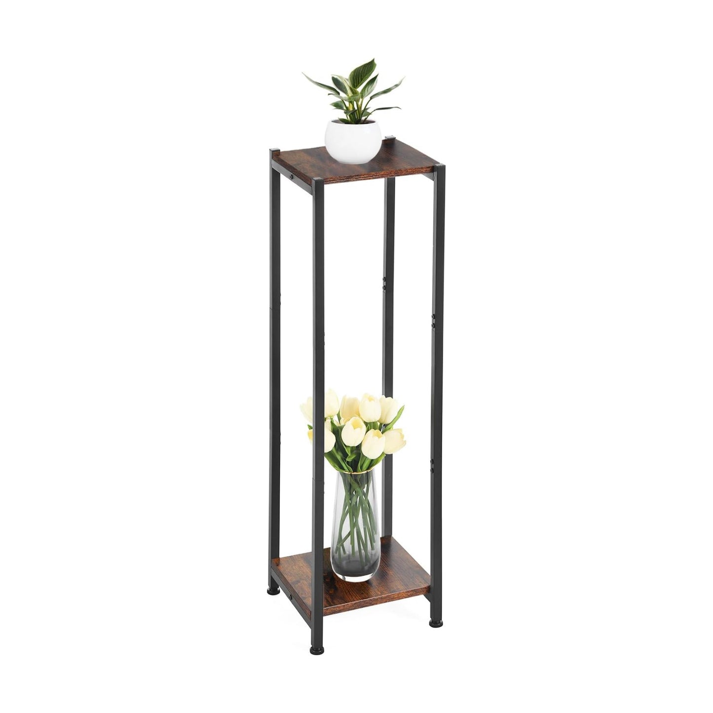 Dipion 40 Inch Tall Plant Stand Indoor,2 Tier Pedestal Stand,Rustic Brown | Rock-Solid Stability,Adjustable