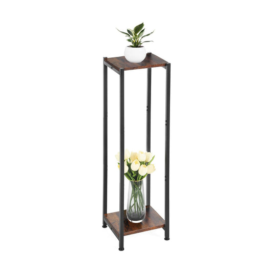 Dipion 40 Inch Tall Plant Stand Indoor,2 Tier Pedestal Stand,Rustic Brown | Rock-Solid Stability,Adjustable