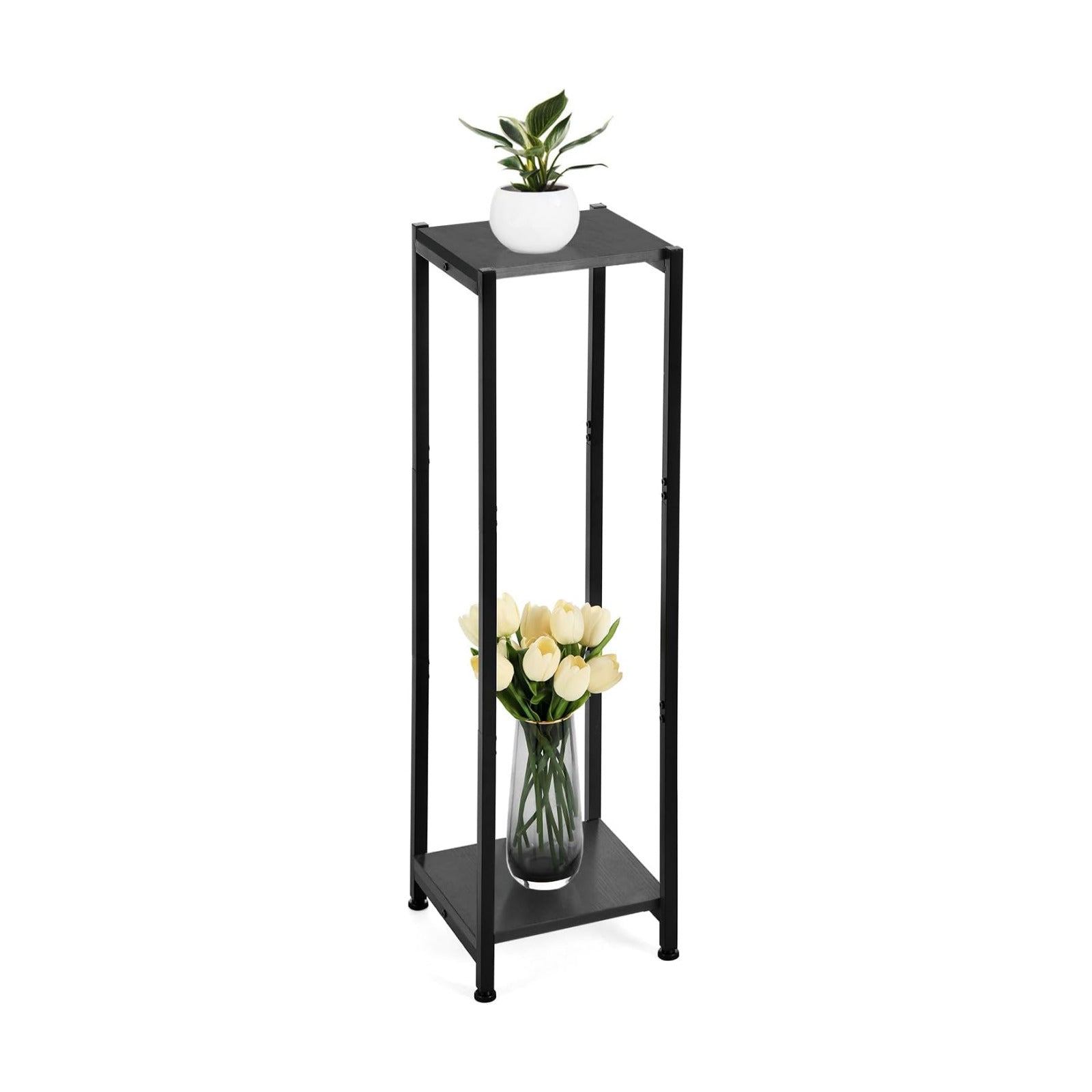 Dipion 40 Inch Extra Tall Plant Stand Indoor,2 Tier Pedestal Stand,Black | Rock-Solid Stability,Adjustable