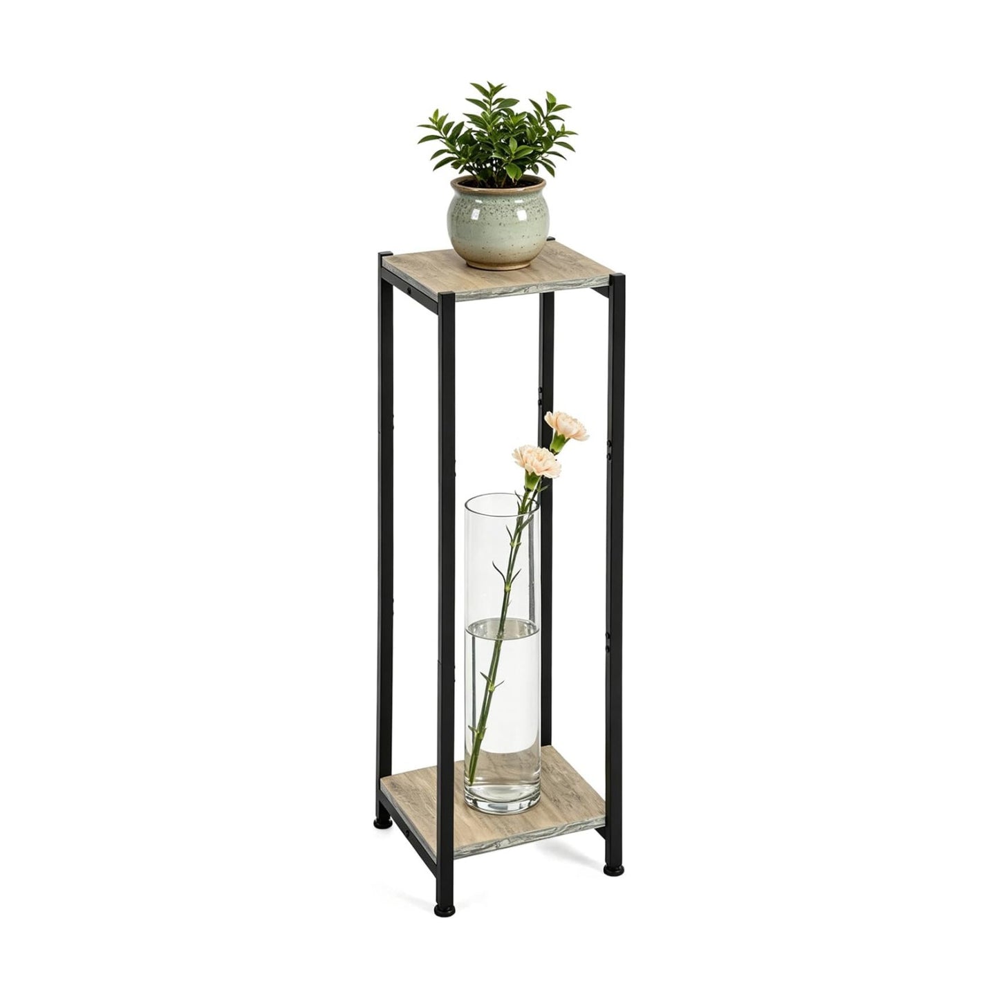 Dipion 40 Inch Extra Tall Plant Stand Indoor,2 Tier Pedestal Stand,Greige | Rock-Solid Stability,Adjustable