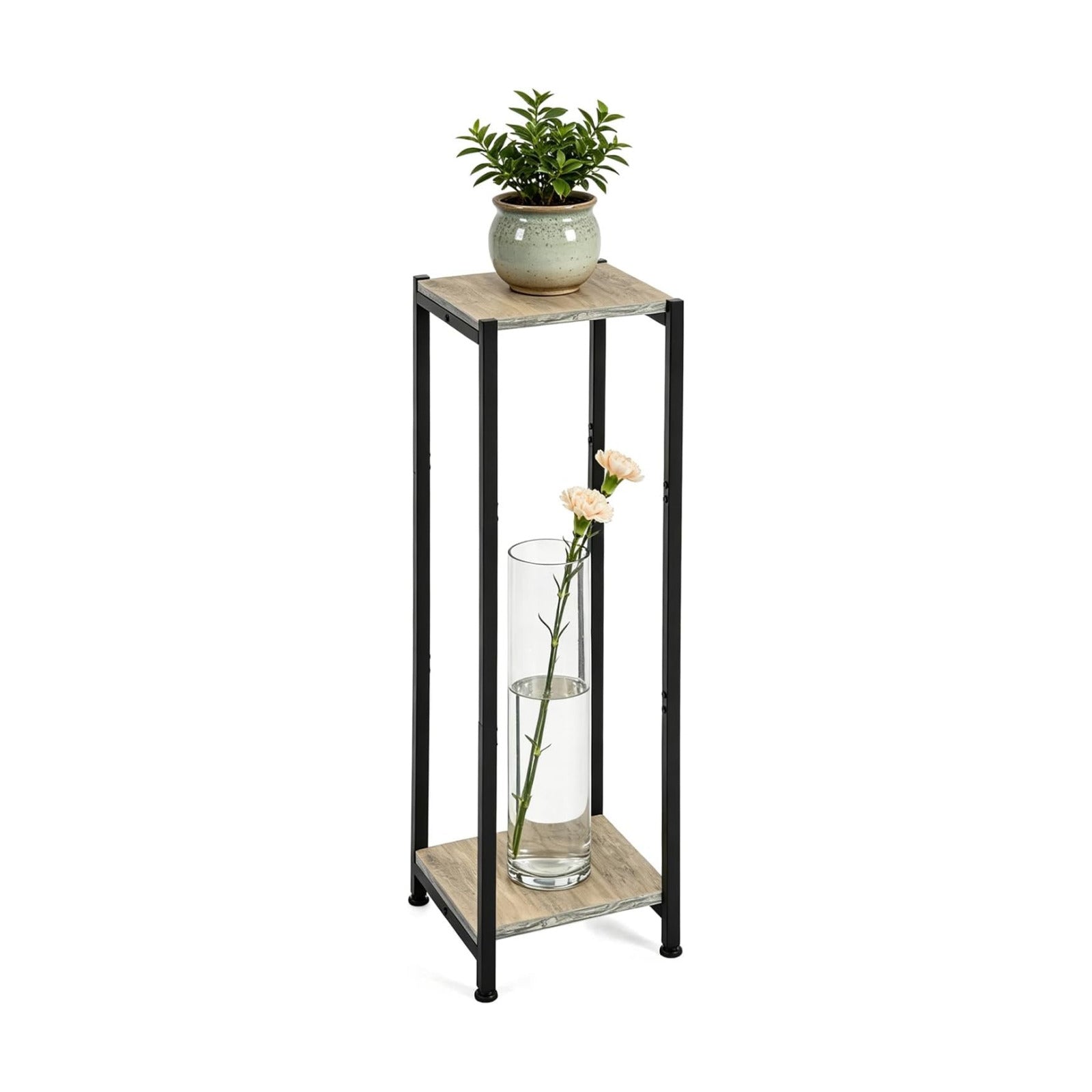 Dipion 40 Inch Extra Tall Plant Stand Indoor,2 Tier Pedestal Stand,Greige | Rock-Solid Stability,Adjustable
