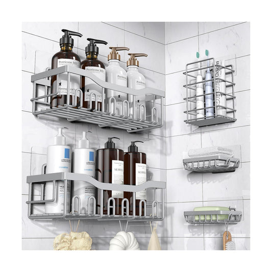Shower Caddy 5 Pack,Adhesive Shower Organizer for Bathroom Storage&Home Decor&Kitchen,No Drilling,Large