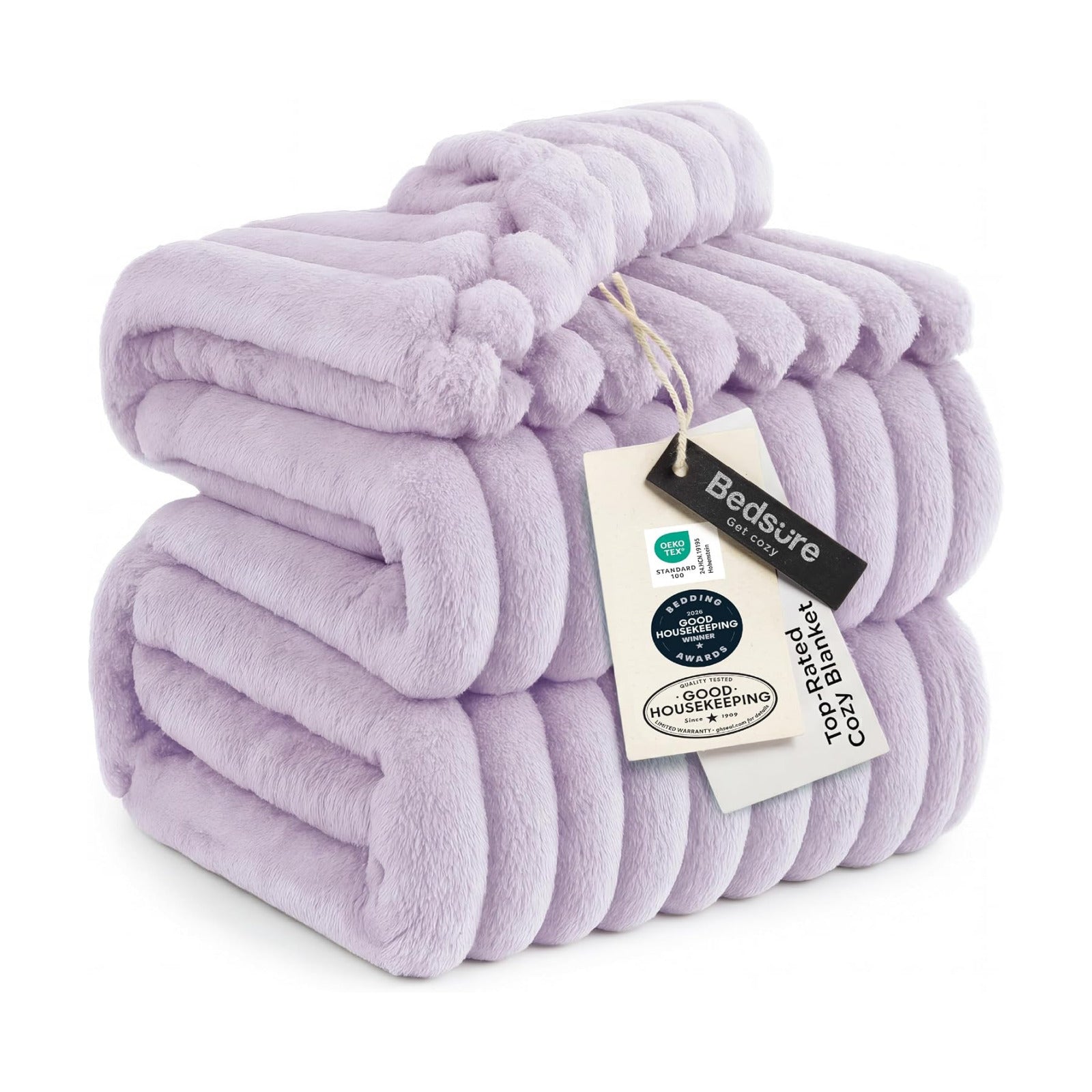 Bedsure Soft Queen Size Blanket for Bed Lavender Fog 90"x90"