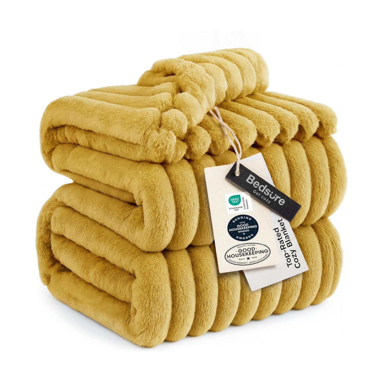 Bedsure Soft Queen Size Blanket for Bed Yellow 90"x90"