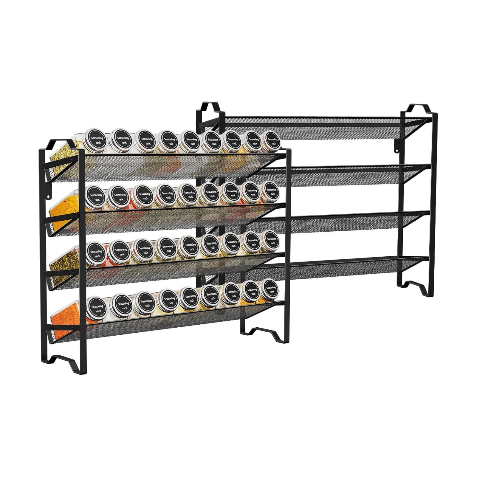 Simple Trending 2 Pack 4 Tier Spice Rack Organizer, Stackable Kitchen Counter Shelves, for Cabinet, Countertop, Pantry