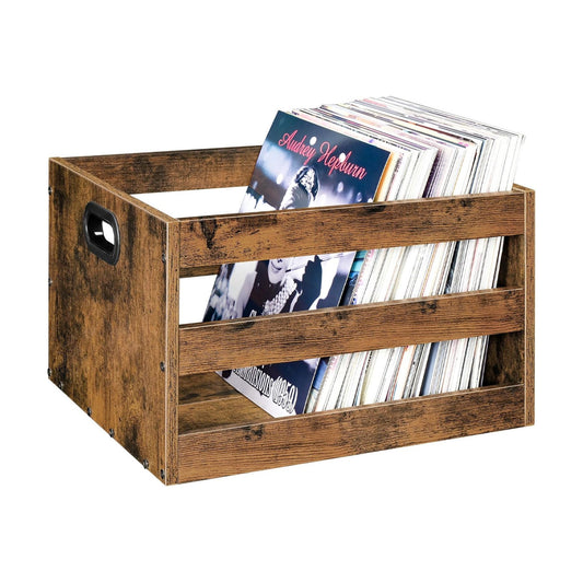 Vinyl Record Storage Crate, Record Storage Holder, Vintage Wood File Storage Organizer, Cube Photo Album Storage Box