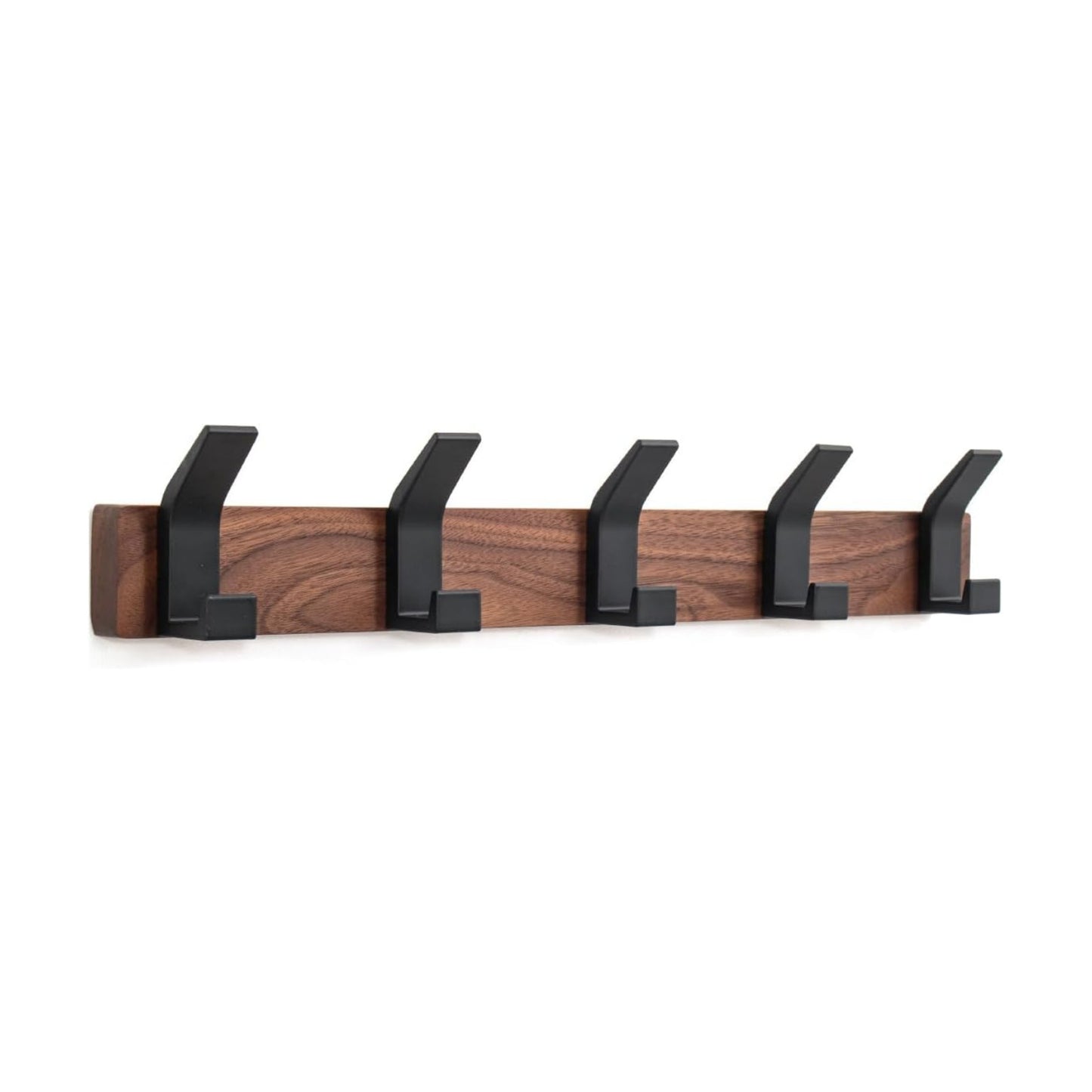 Coat Rack Wall Mount - 16.9 Inches Coat Rack Wall Mount with 5 Hooks Walnut Wood Coat Hooks Wall Mounted Rustproof Coat