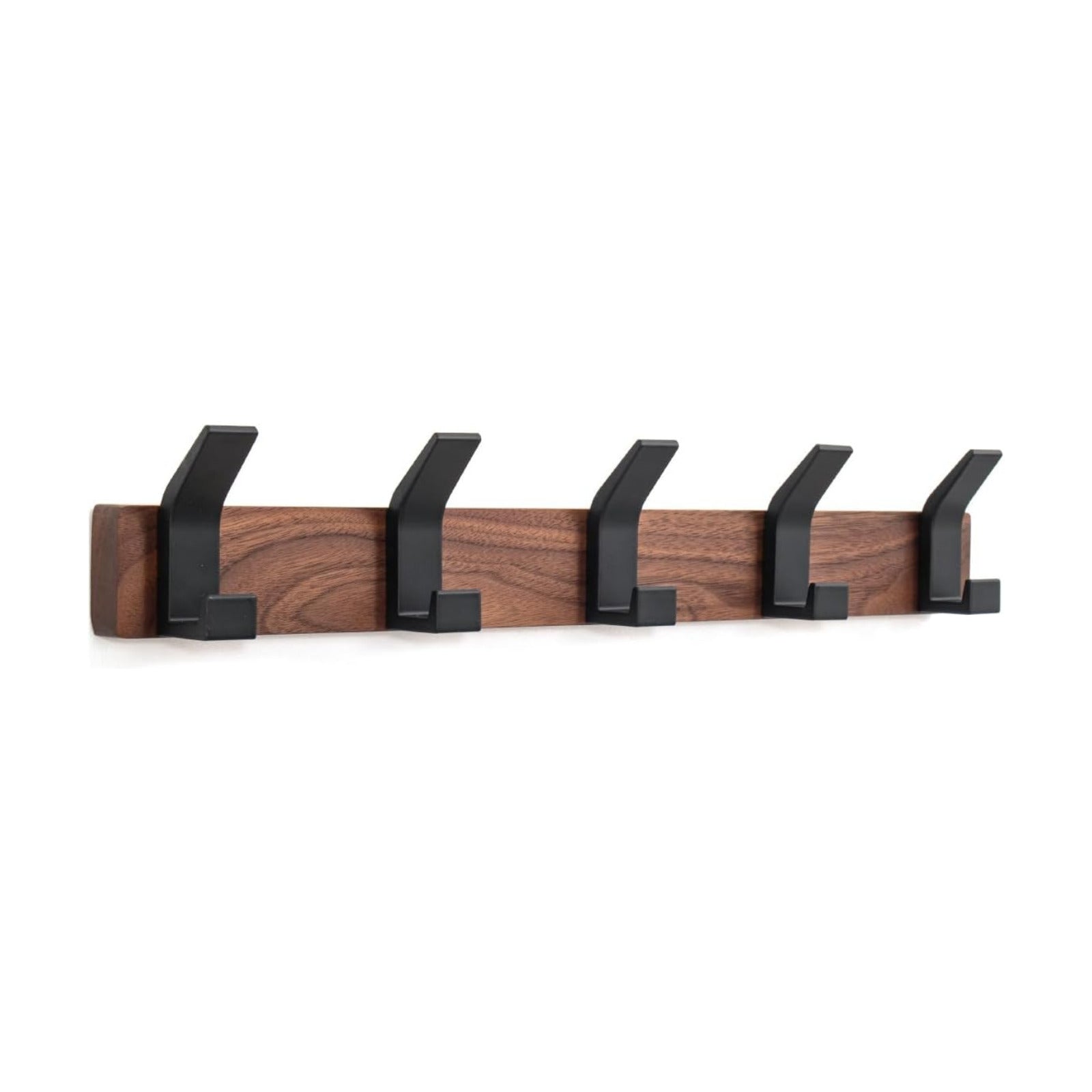 Coat Rack Wall Mount - 16.9 Inches Coat Rack Wall Mount with 5 Hooks Walnut Wood Coat Hooks Wall Mounted Rustproof Coat