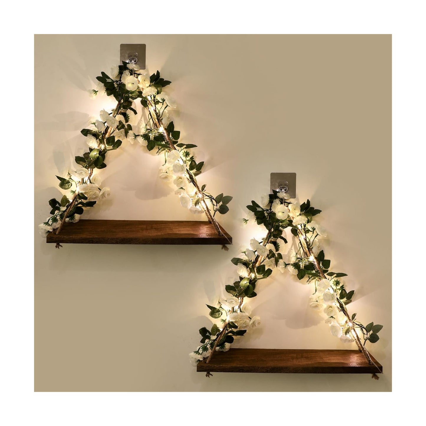 Floating Shelves / Plant Wall Decor / White Flower