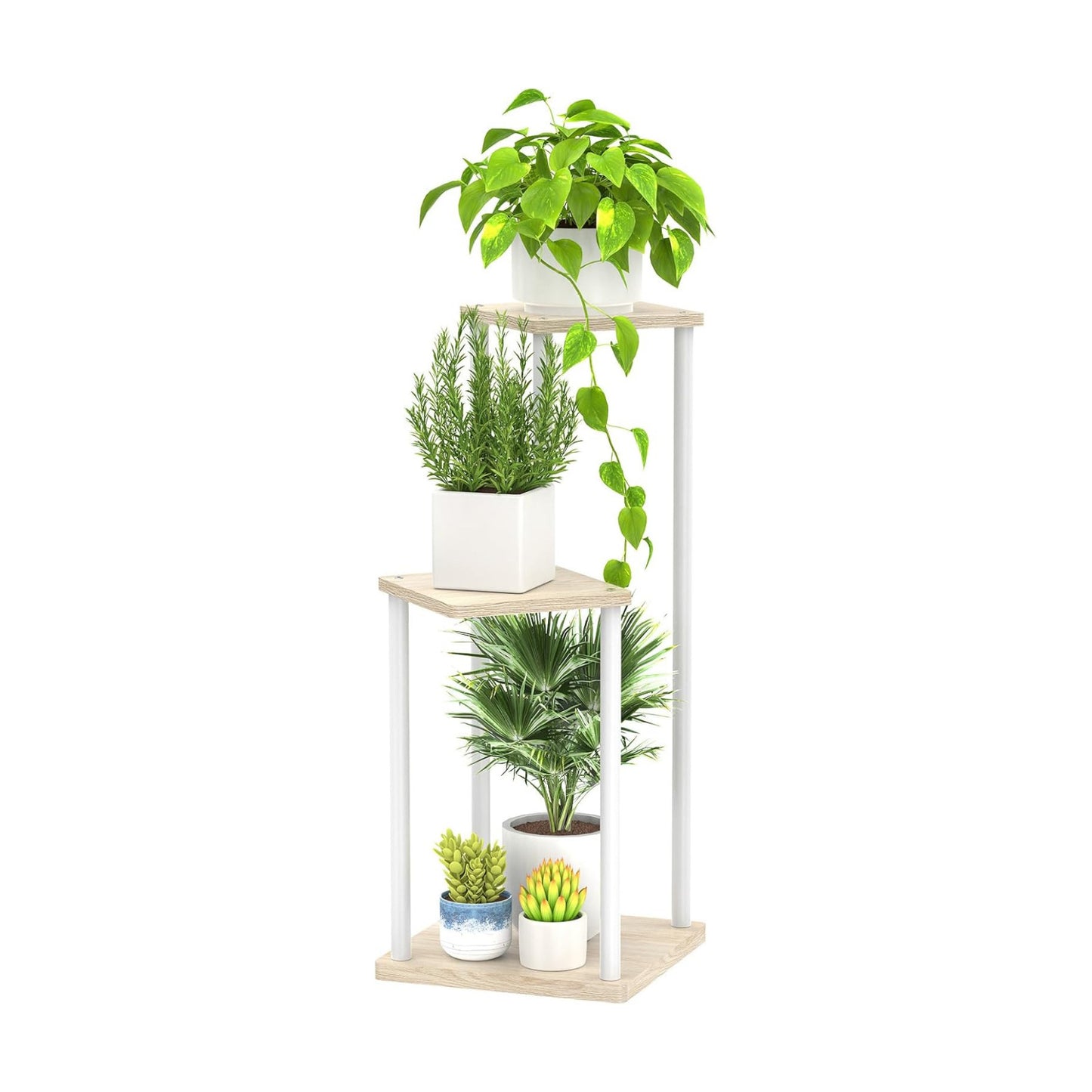 Oppro Plant Stand Indoor Outdoor,3 Tier Wood Metal Corner Flower Shelf | Planter Pot Holder, Multiple Modern Rack