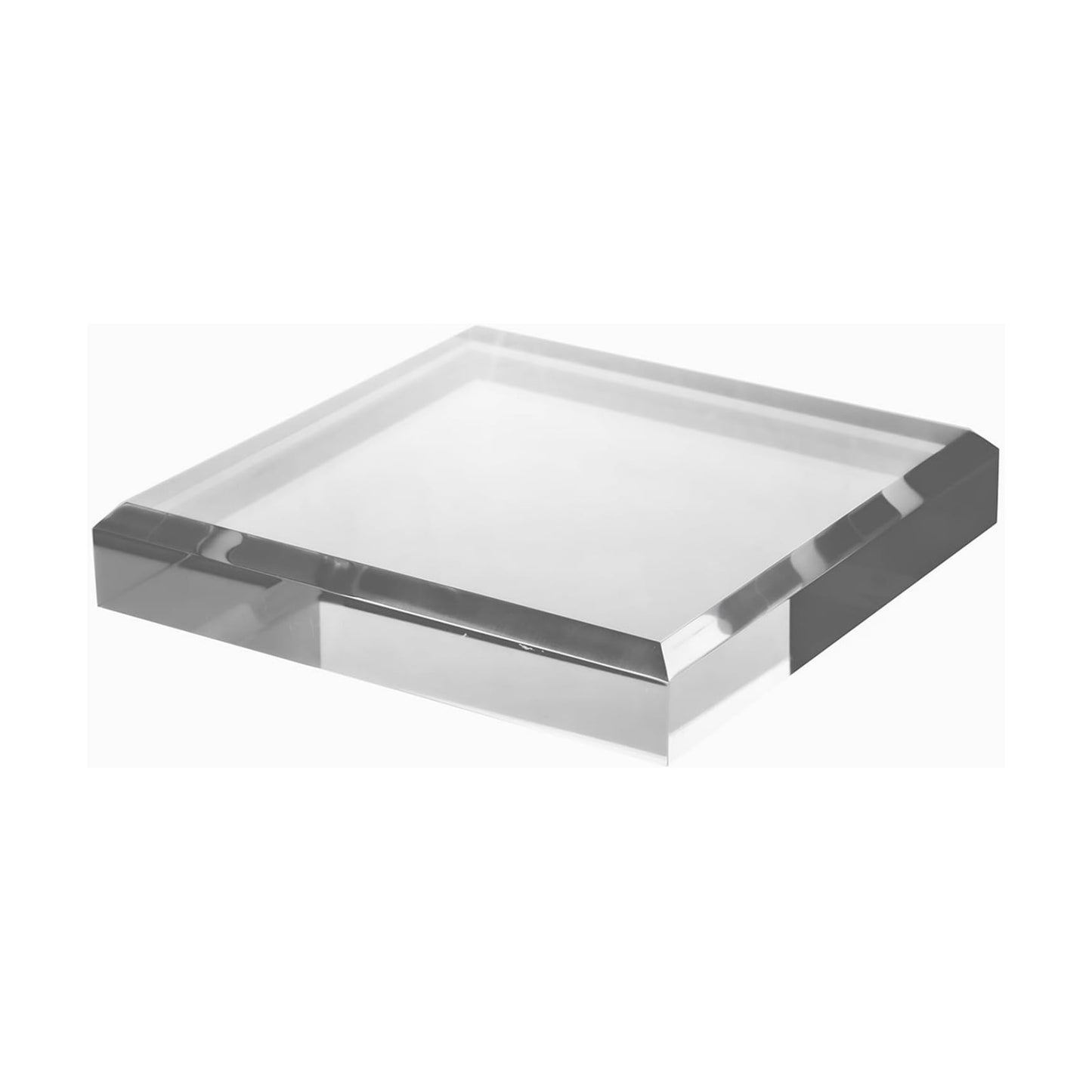 Thickness Beveled Acrylic Square Display Block Polished Pedestal Stand Riser / 6 x 6 / Clear